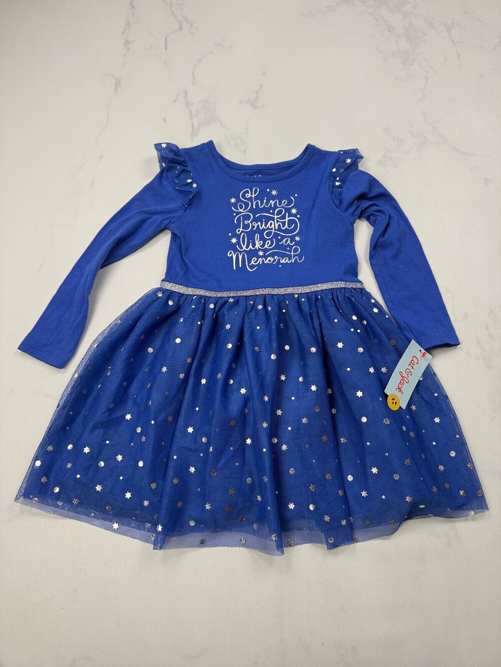 Cat & Jack Menorah Tutu Dress Blue 2010s Printed - Girls 5T